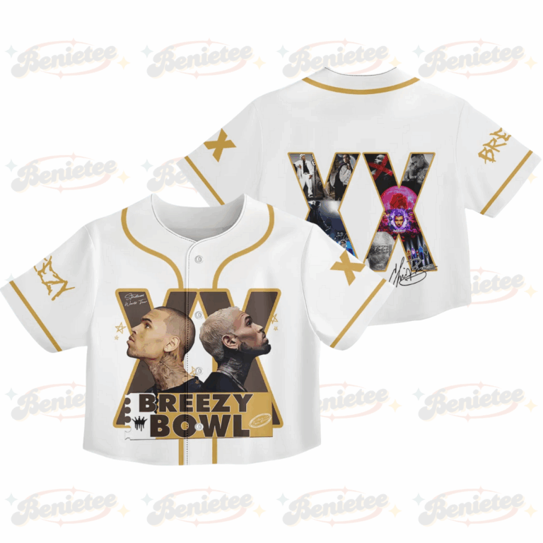 Custom Chris Brown CropTop Baseball Jersey, Breezy Bowl XX Music Tour 2025 CropTop Baseball Jersey