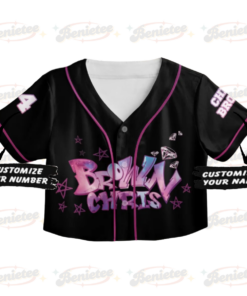 Alternative view of Personalized Chris Brown CropTop Baseball Jersey, Breezy Bowl XX Music Tour 2025 CropTop Baseball Jersey