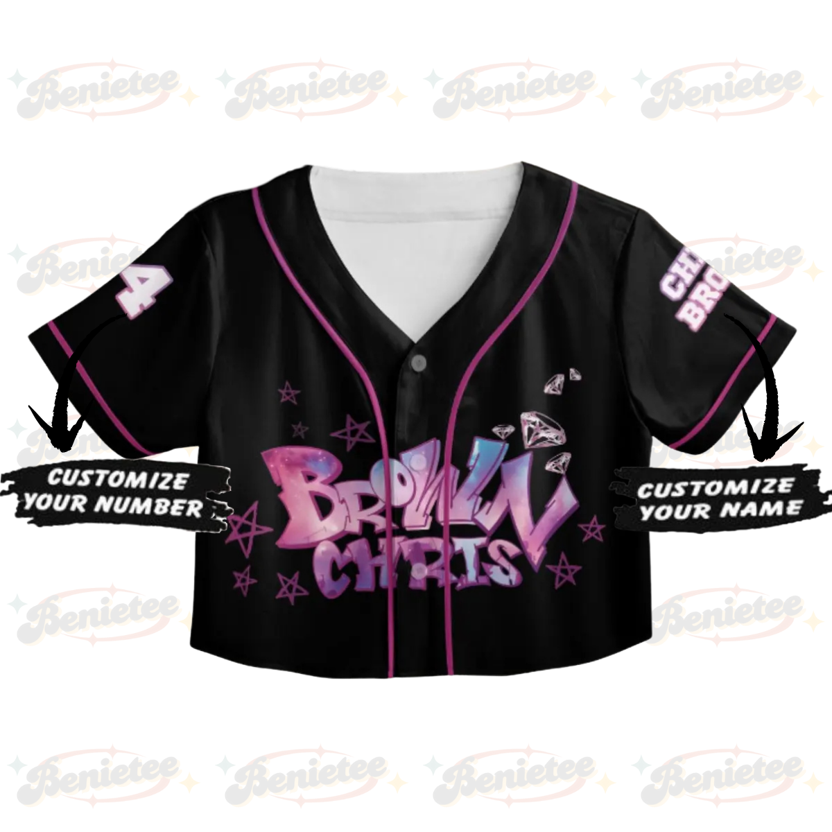 Personalized Chris Brown CropTop Baseball Jersey, Breezy Bowl XX Music Tour 2025 CropTop Baseball Jersey - Image 2