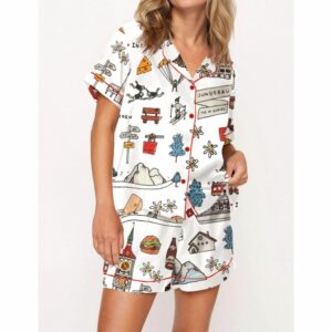 Skiing In Switzerland Pajama Set For Women