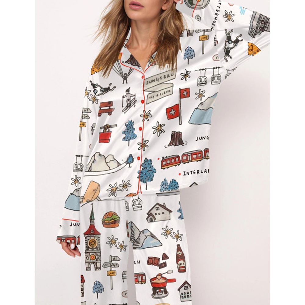 Skiing In Switzerland Pajama Set For Women - Image 2