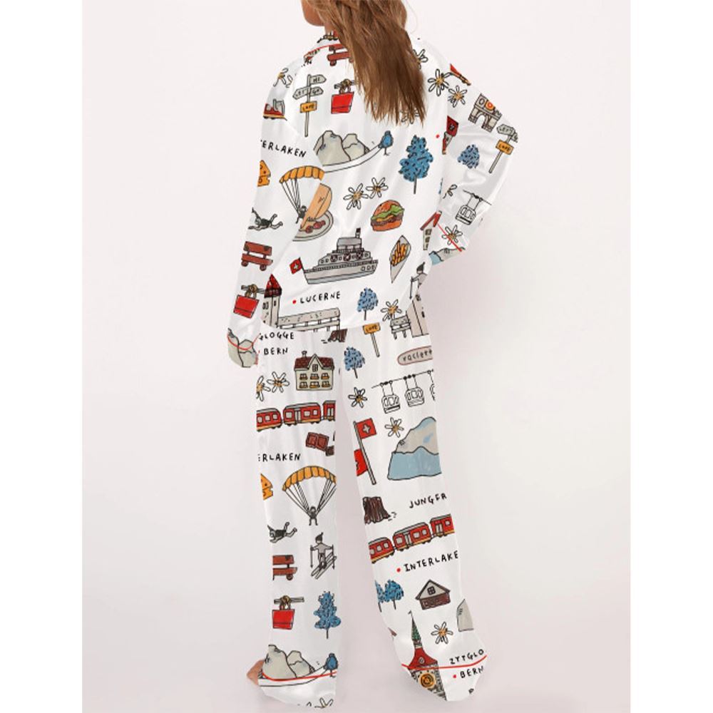 Skiing In Switzerland Pajama Set For Women - Image 3