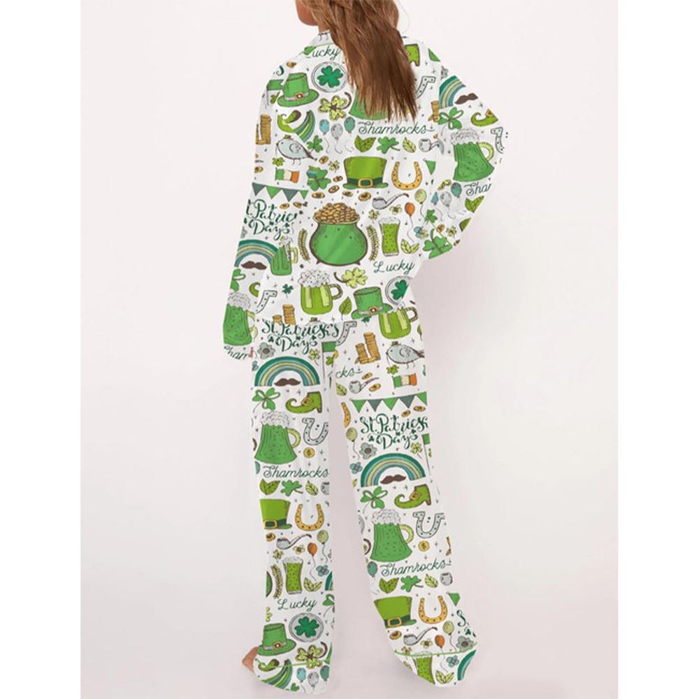 Slainte Irish Cheer St Patricks Day Pajama Set For Women - Image 3