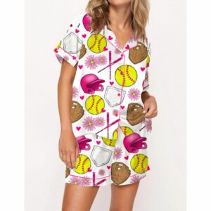 Softball Satin Pajama Set For Women