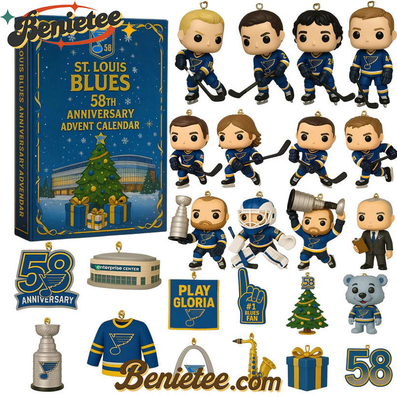 St Louis Blues Advent Calendar, Christmas Countdown Advent Calendar Gift Box with 24 Acrylic Ornaments - Image 2