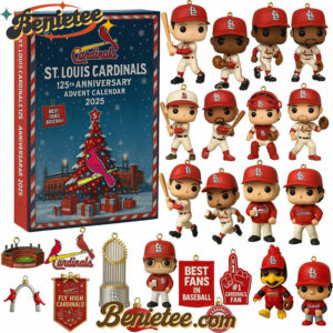 St Louis Cardinals Advent Calendar 2025 125th Anniversary Christmas Gift, Christmas Idea, Christmas Countdown Advent Calendar Gift Box with 24 Acrylic Ornaments
