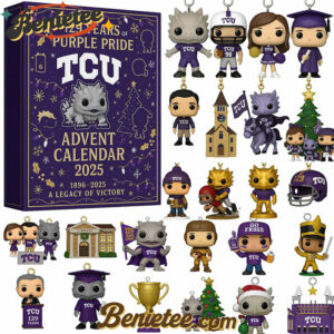 TCU Horned Frogs Advent Calendar 2025, Christmas Countdown Advent Calendar Gift Box with 24 Acrylic Ornaments