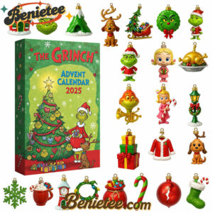 the Grinch Christmas Premium Advent Calendar 2025 CHRISTMAS GIFT, CHRISTMAS IDEA, Christmas Countdown Advent Calendar Gift Box with 24 Acrylic Ornaments