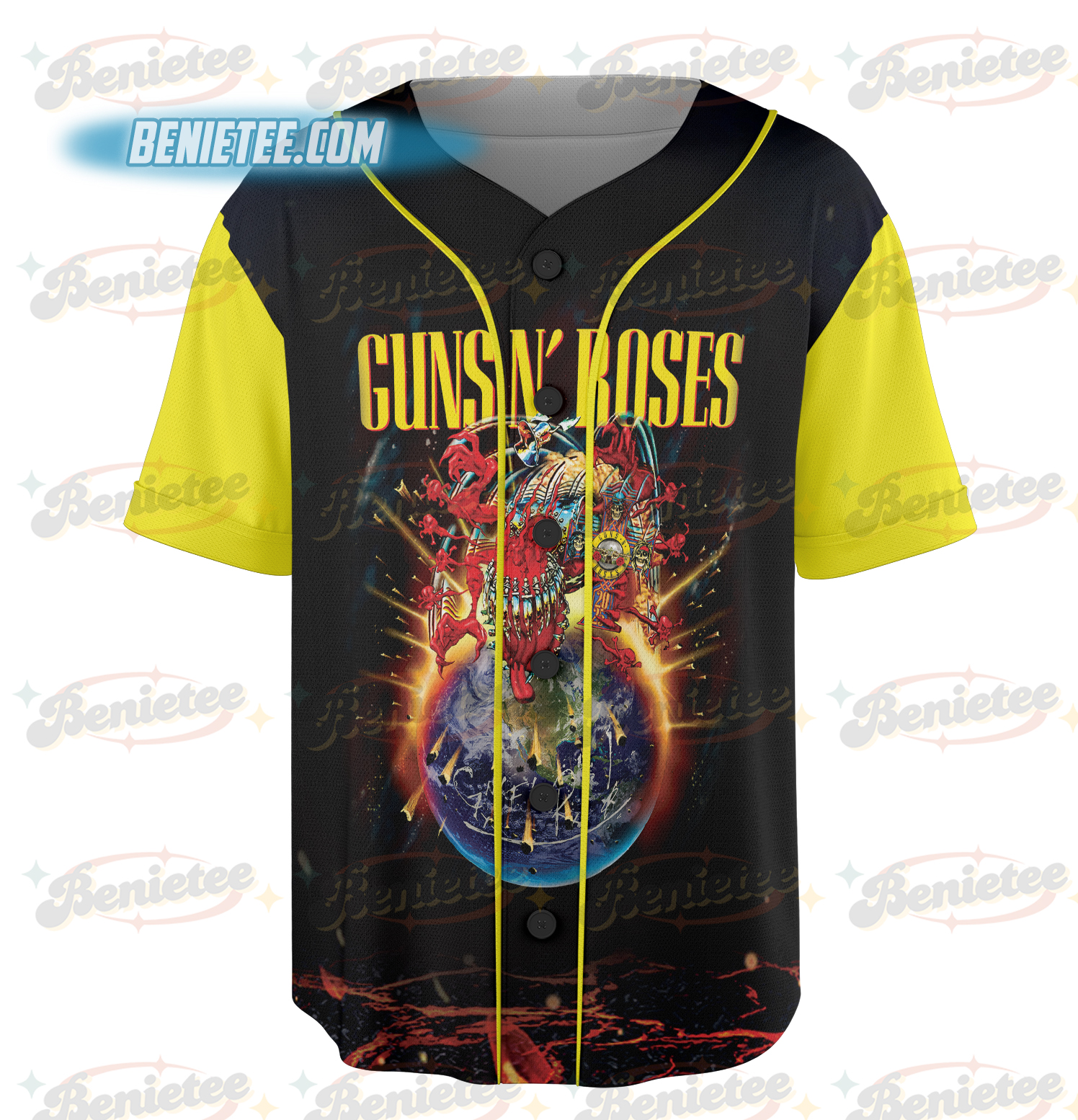 Guns N Roses 2025 European And Middle East Tour Baseball Jersey - Image 6