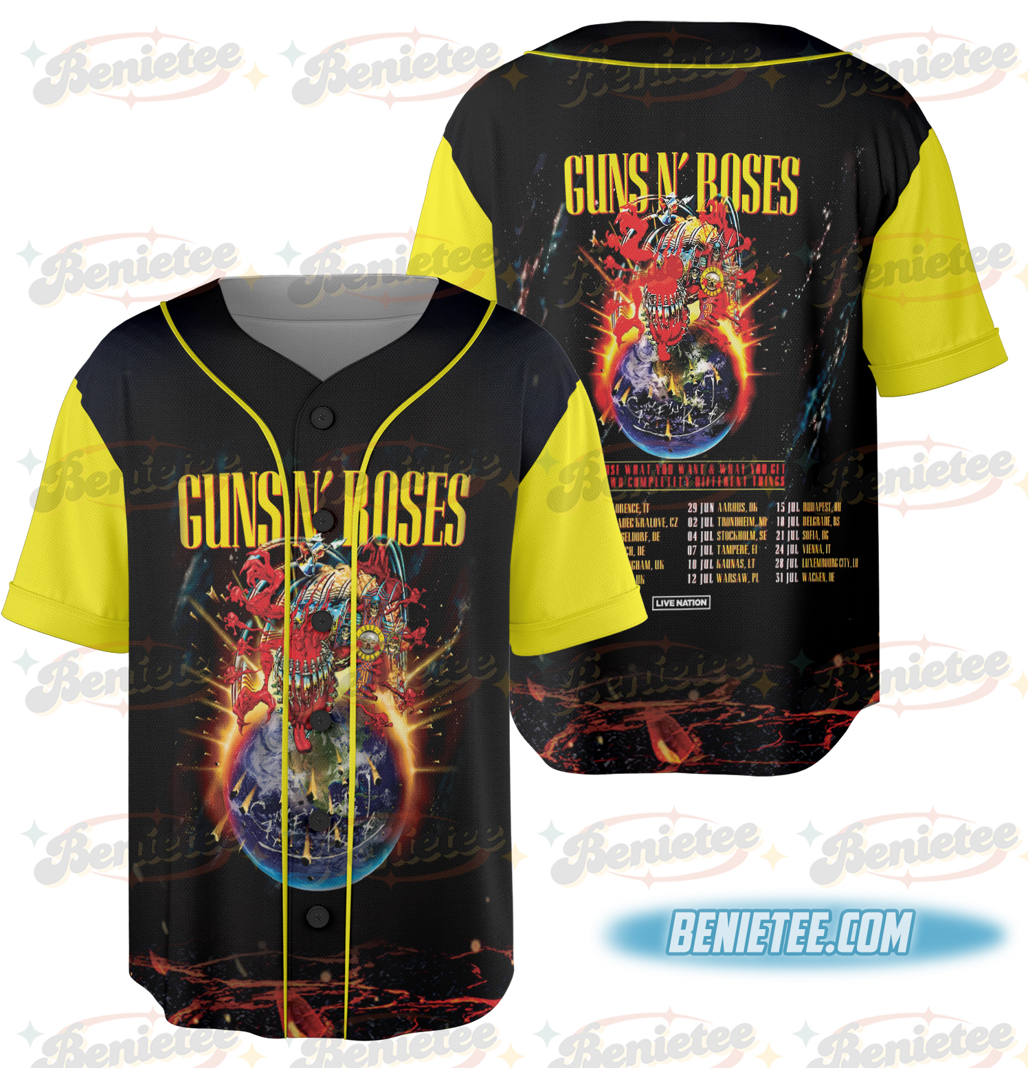 Guns N Roses 2025 European And Middle East Tour Baseball Jersey - Image 5