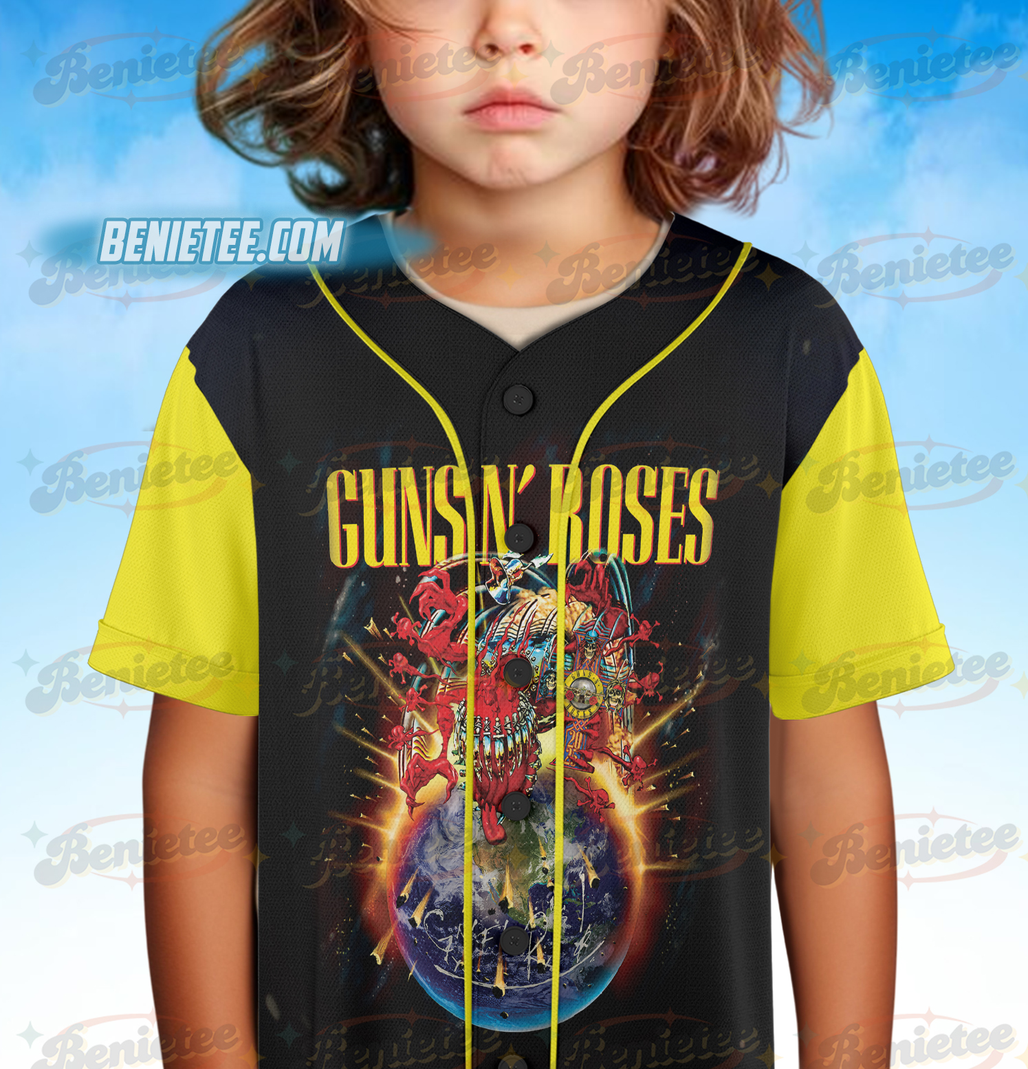 Guns N Roses 2025 European And Middle East Tour Baseball Jersey - Image 3