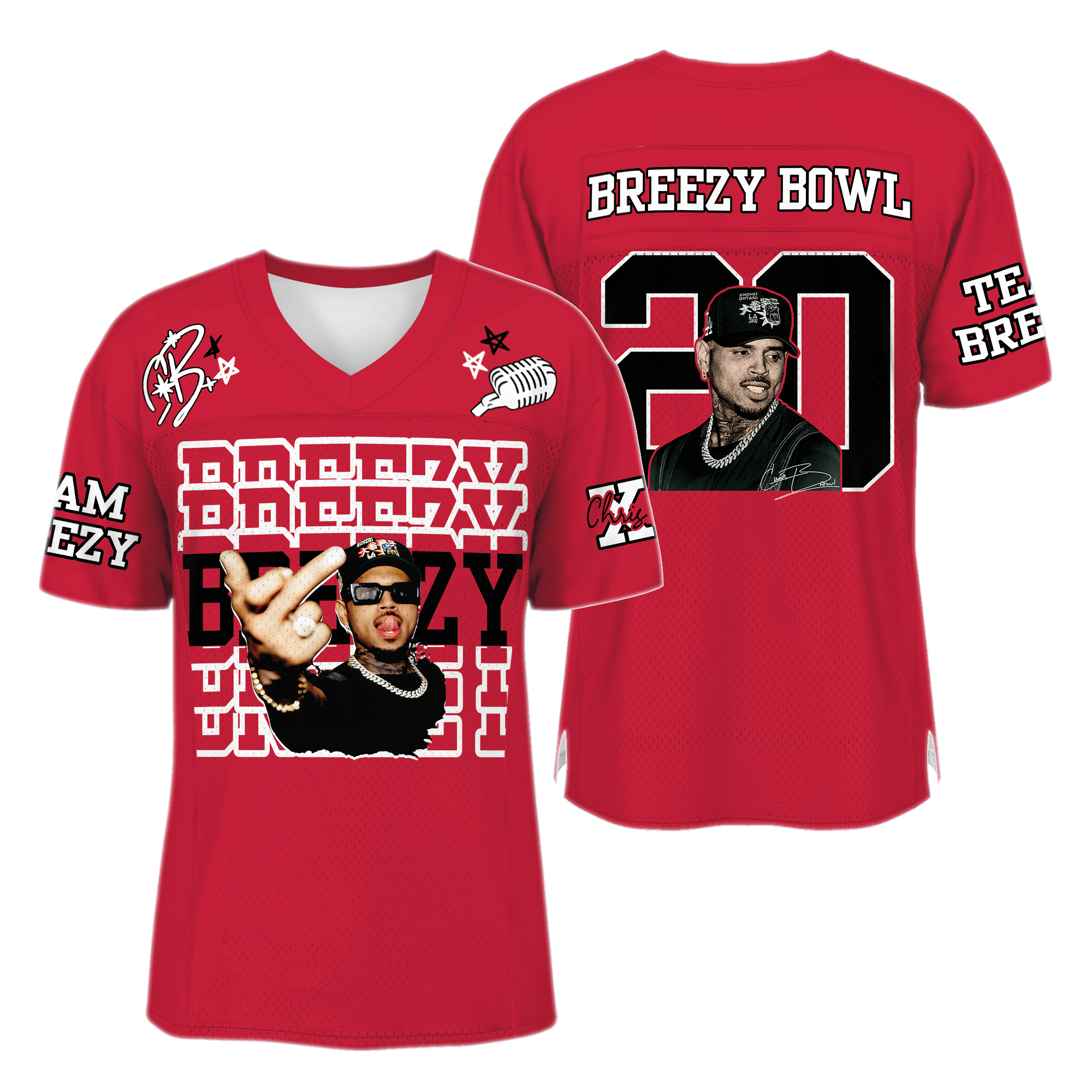 Personalized Chris Brown 2025 Football Jersey Full Mesh, Breezy Bowl XX Concert 2025