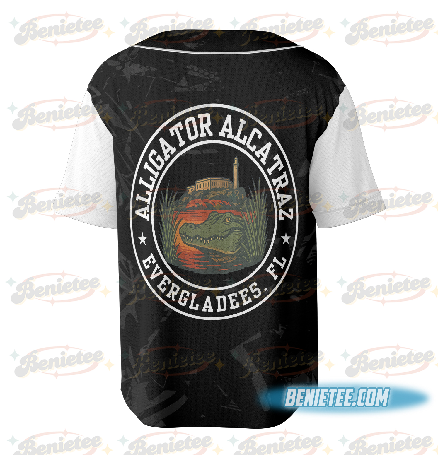 Alligator Alcatraz Basebal Jersey, Funny Animal Graphic Tee, Tropical Island, San Francisco Landmark - Image 4