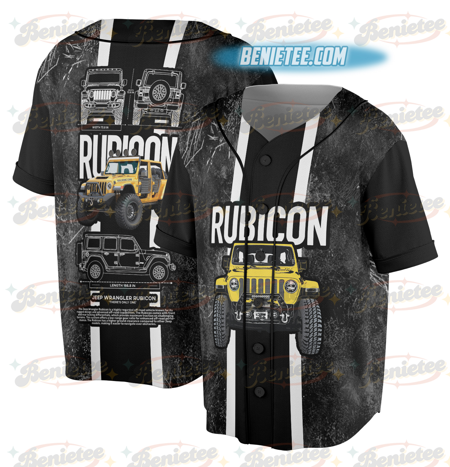 Jeep Rubicon Fan Art Baseball Jersey