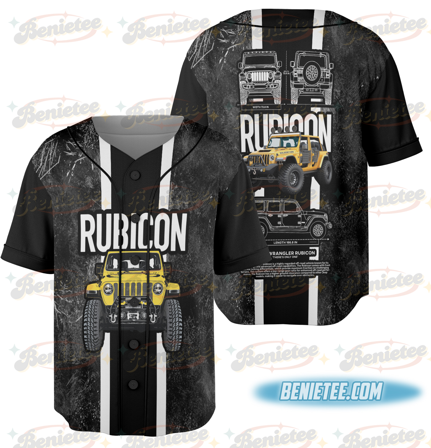 Jeep Rubicon Fan Art Baseball Jersey - Image 3