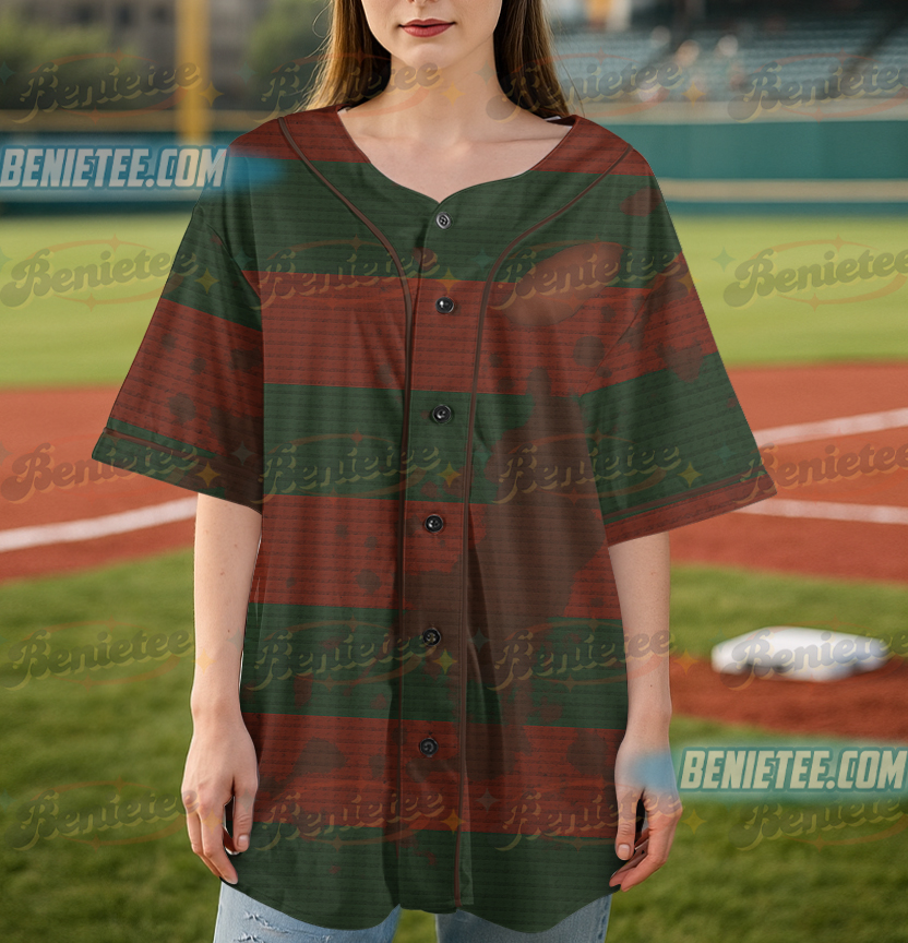 Freddy Krueger Full Over Print Baseball Jersey, Freddy Krueger Halloween Costume Shirt, Nightmare on Elm Street, Halloween Horror Character - Image 4