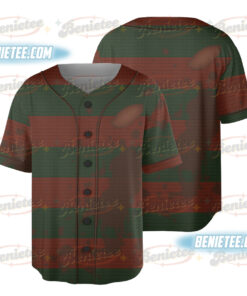 Freddy Krueger Full Over Print Baseball Jersey, Freddy Krueger Halloween Costume Shirt, Nightmare on Elm Street, Halloween Horror Character
