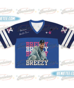 Alternative view of Personalized Chris Brown Tour Crop Top Women Football Jersey, R&B Concert Merch Brown Breezy Bowl XX Tour 2025 Jersey for Girl Fans Gift