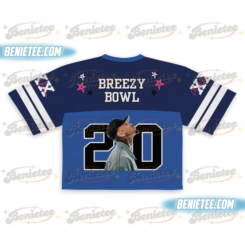 Personalized Chris Brown Tour Crop Top Women Football Jersey, R&B Concert Merch Brown Breezy Bowl XX Tour 2025 Jersey for Girl Fans Gift - Image 3