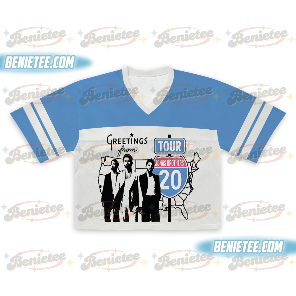 Vintage Jonas Brothers Football Jersey Crop Top, 20th Anniversary Of Jonas T-Shirt, Living The Dream Tour 2025 Shirt, Jonas Fan Merchandise Shirt - Image 3