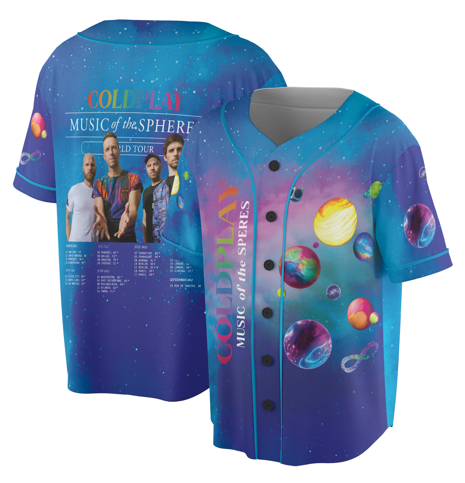 Coldplay Music of the Spheres 2025 Tour Jersey, Vintage Style Tee, Coldplay T-Shirt - Image 3