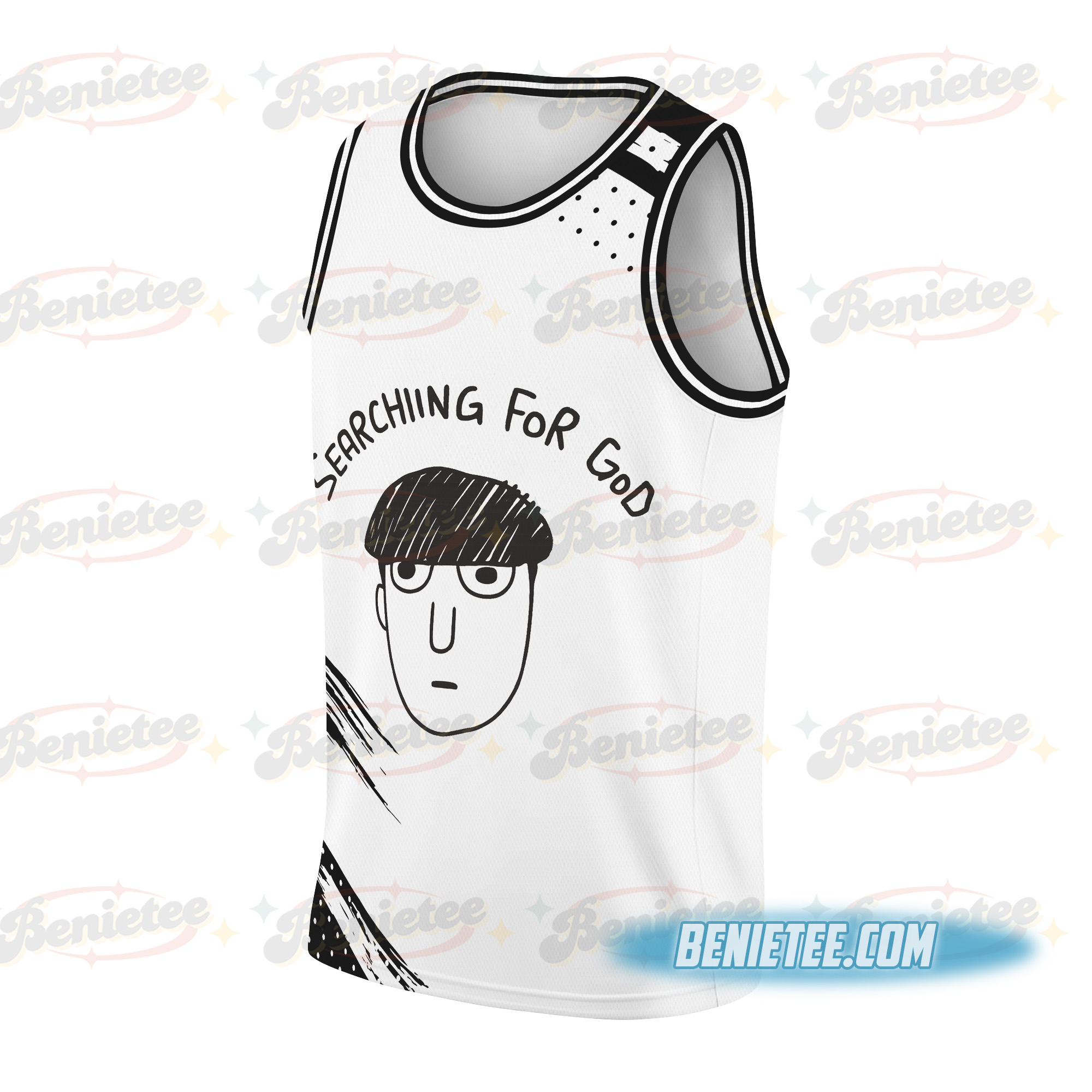 Searching For God Japan Psycho Basketball Jersey, Anime Mob Funny Tokyo Japanese Weird Harajuku Streetwear Jersey - Image 3