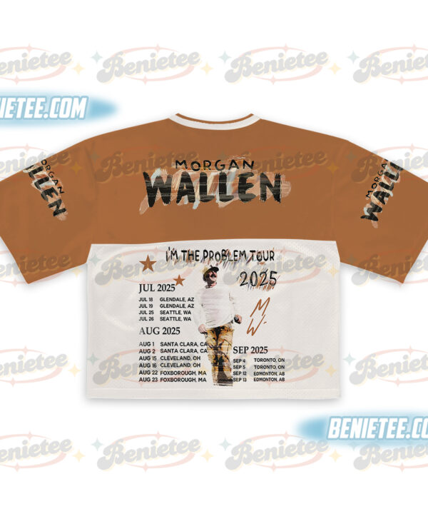 Alternative view of Morgan Wallen Croptop Football Jersey Mesh, Tour 2025 Croptop Football Jersey Mesh