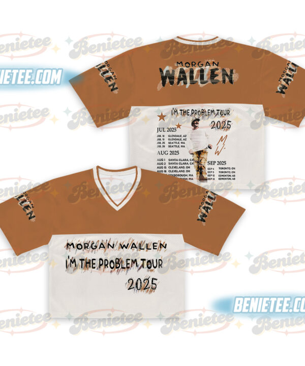 Morgan Wallen Croptop Football Jersey Mesh, Tour 2025 Croptop Football Jersey Mesh