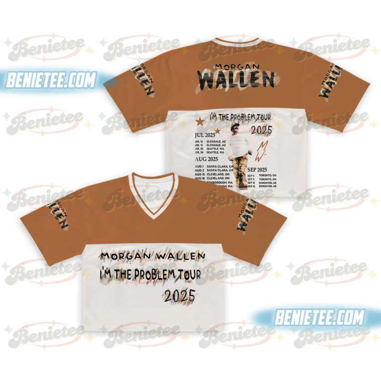 Morgan Wallen Croptop Football Jersey Mesh, Tour 2025 Croptop Football Jersey Mesh