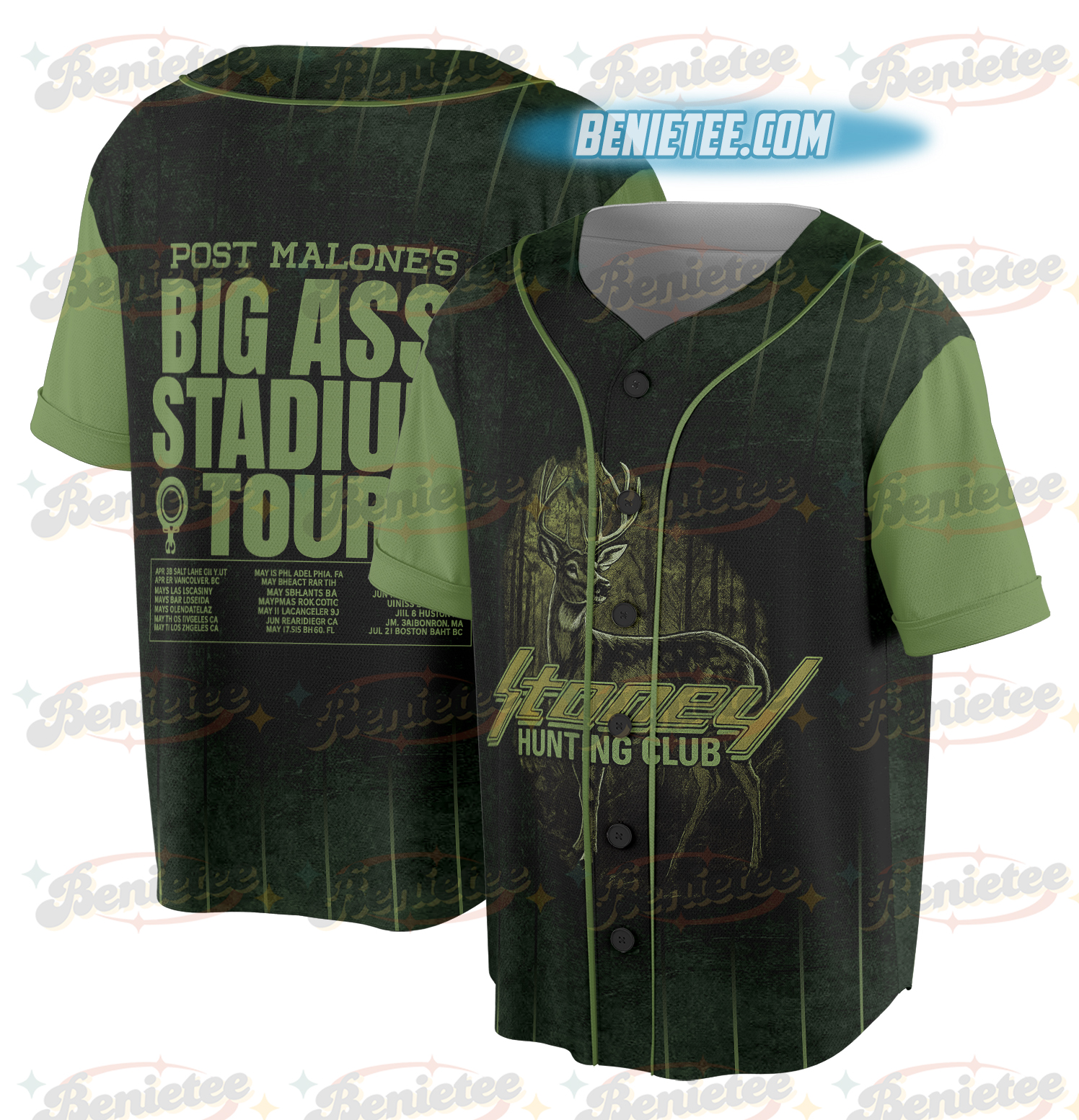 Post Malone Jelly Roll Tour Baseball Jersey, Big Ass Stadium Tour Jersey