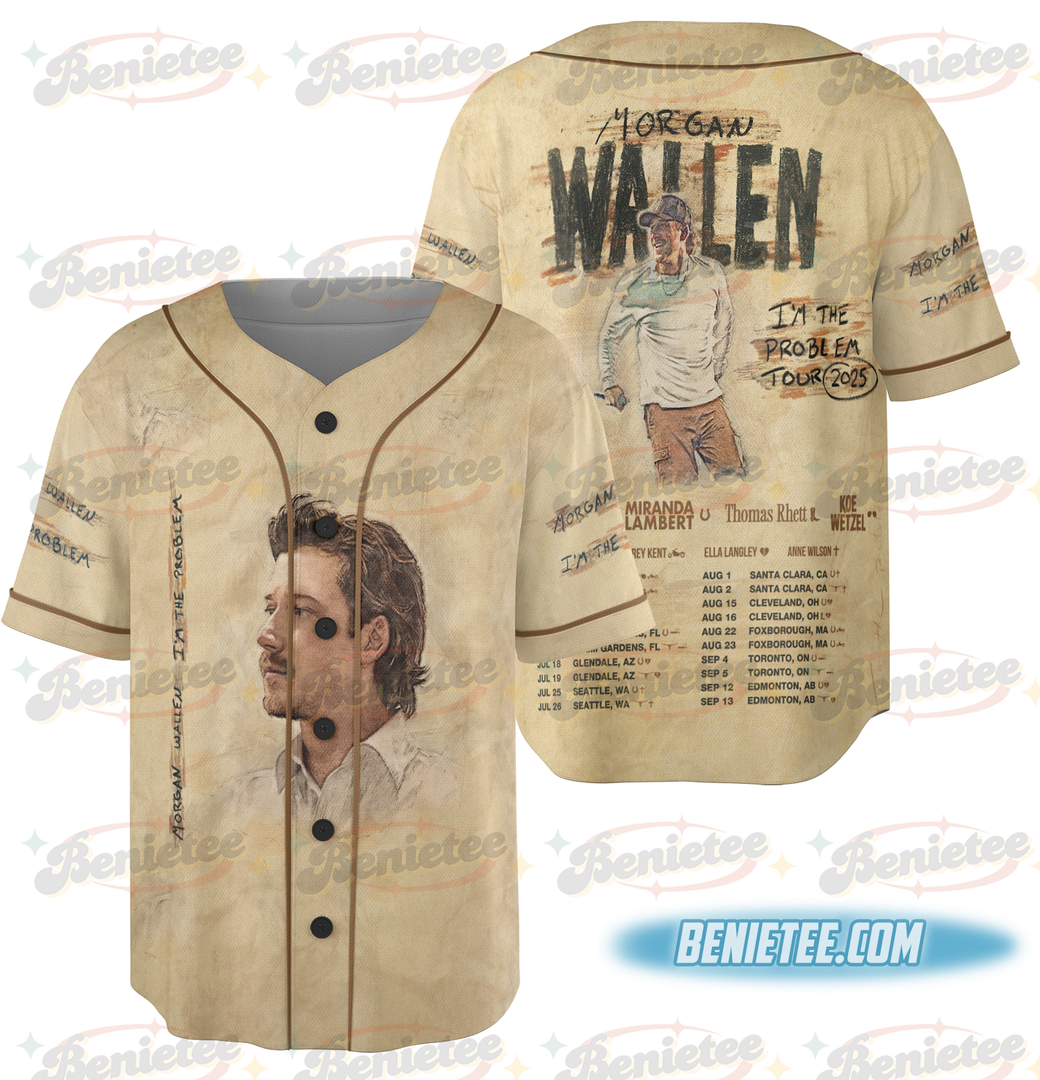 Country Music Morgan Baseball Jersey, Retro Music Tour Jersey - Image 3