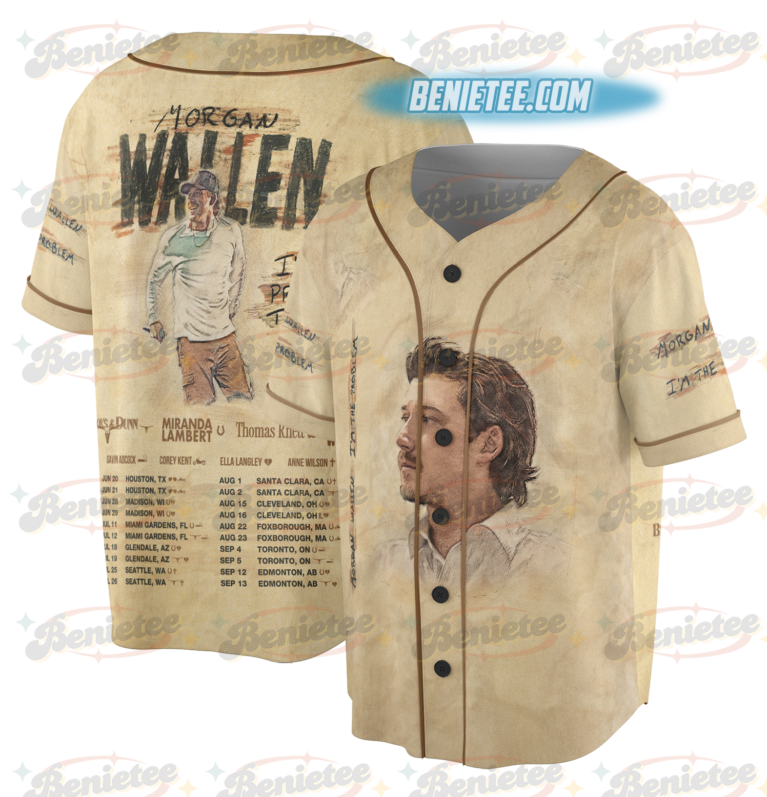 Country Music Morgan Baseball Jersey, Retro Music Tour Jersey