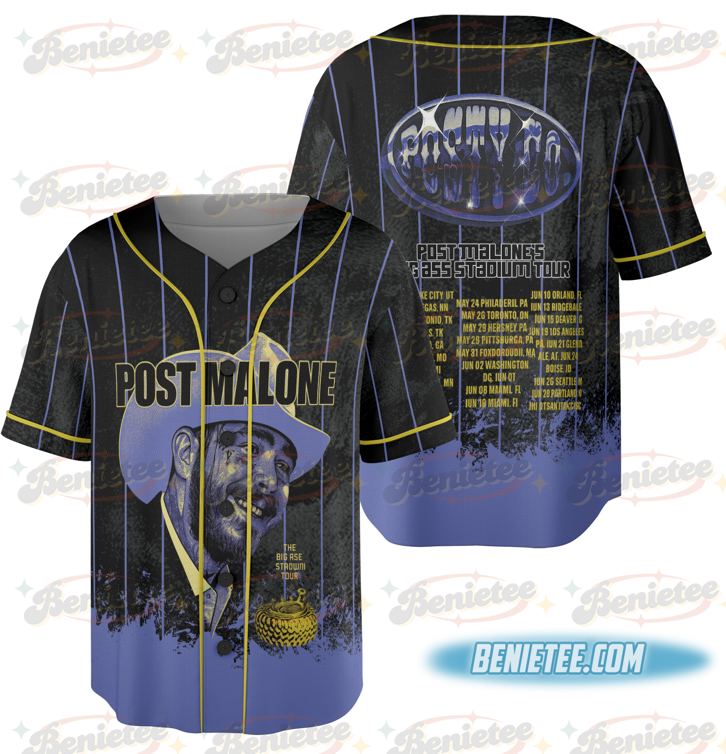 Vintage Post Malone Music Rap Vintage Baseball Jersey