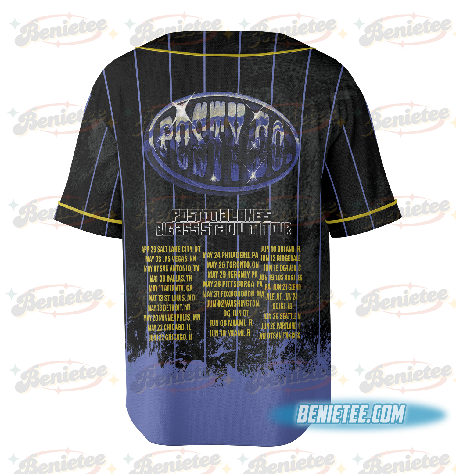 Vintage Post Malone Music Rap Vintage Baseball Jersey - Image 3