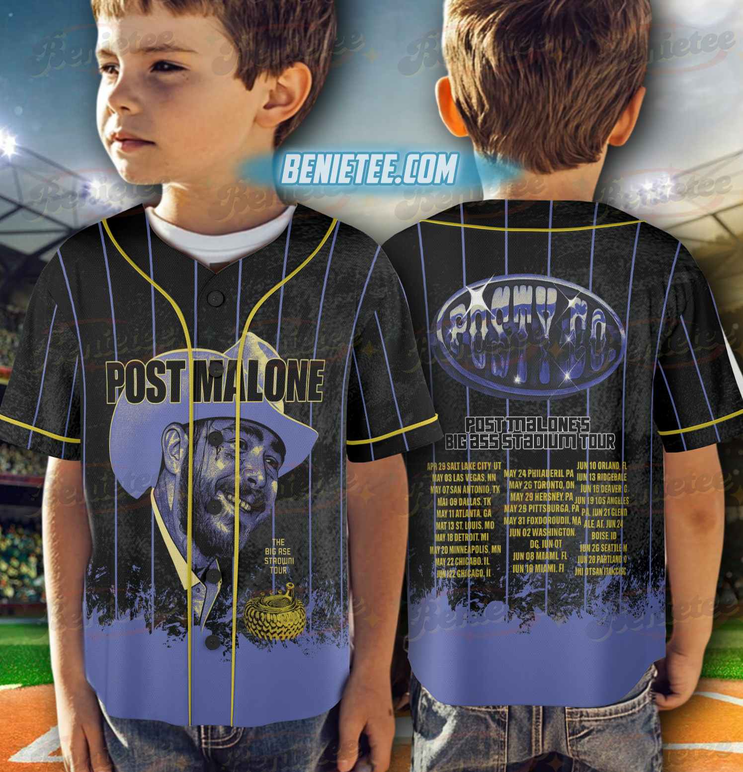 Vintage Post Malone Music Rap Vintage Baseball Jersey - Image 5