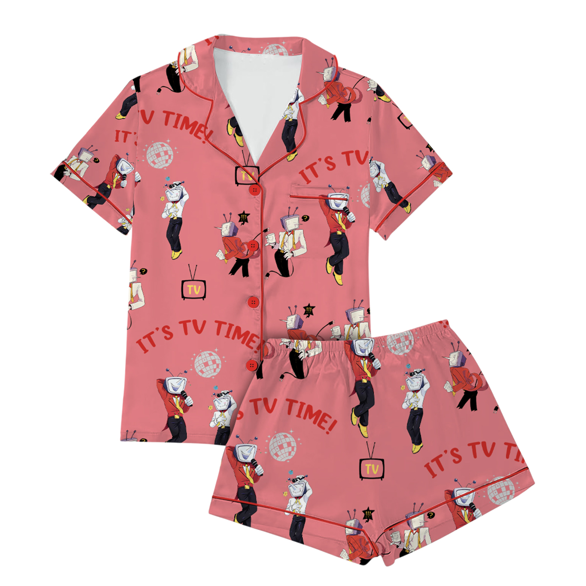 Tenna Deltarune ITS TV TIME Game Pajamas Set Short, Comfortable Stylish T-Shirt for Fans of Tenna Deltarune Loungewear Nightwear Women's Casual Tee - Image 2