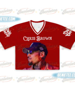 Alternative view of The Face Of Breezy Chris Brown Croptop Football Jersey, Chris Brown Shirt