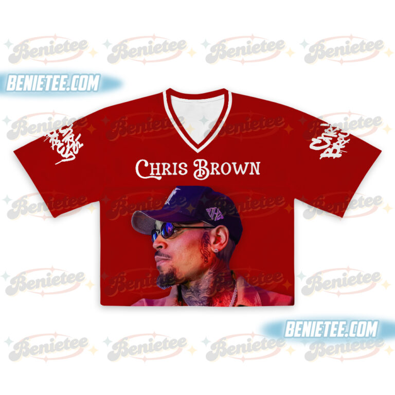 Alternative view of The Face Of Breezy Chris Brown Croptop Football Jersey, Chris Brown Shirt