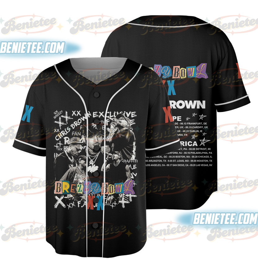 Chris Brown Breezy Bowl XX Tour Baseball Jersey, Chris Brown Album Shirt, Chris Brown Fan Gift, Chris Brown Shirt, Cb Tour 2025 Shirt