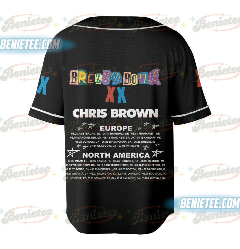 Chris Brown Breezy Bowl XX Tour Baseball Jersey, Chris Brown Album Shirt, Chris Brown Fan Gift, Chris Brown Shirt, Cb Tour 2025 Shirt - Image 3