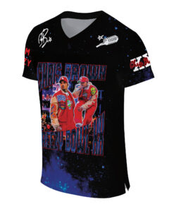 Alternative view of Chris Brown Tour 2025 Football Jersey, Limited Retro Chris Brown Tour Breezy Bowl XX V2 Vintage Shirt, Concert Retro 2025 Shirt