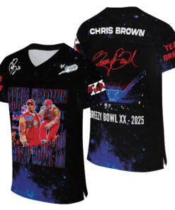 Chris Brown Tour 2025 Football Jersey, Limited Retro Chris Brown Tour Breezy Bowl XX V2 Vintage Shirt, Concert Retro 2025 Shirt