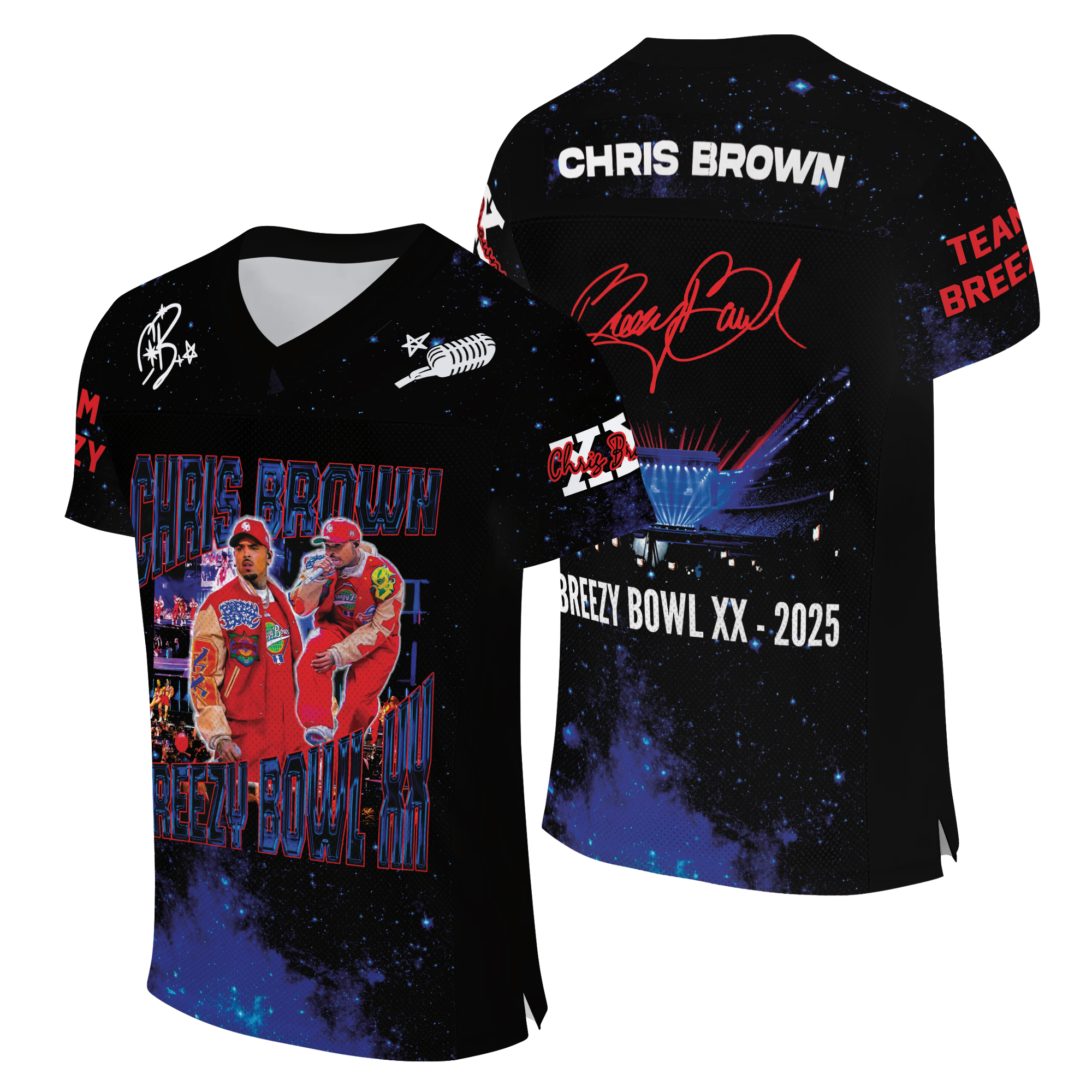 Chris Brown Tour 2025 Football Jersey, Limited Retro Chris Brown Tour Breezy Bowl XX V2 Vintage Shirt, Concert Retro 2025 Shirt