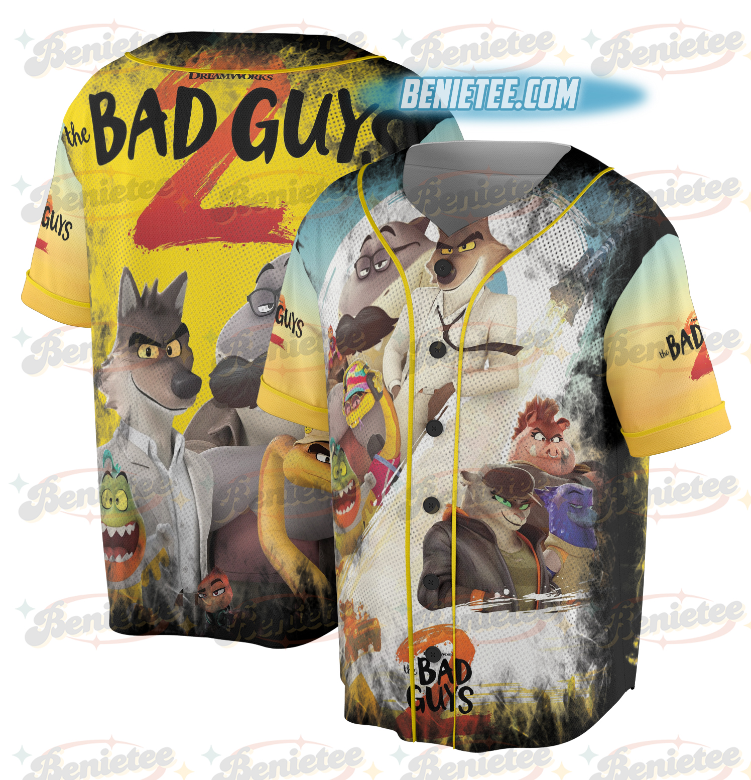 The Bad Guys Mr Wolf and Mr Snake Baseball Jersey