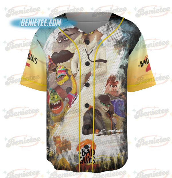 Alternative view of The Bad Guys Mr Wolf and Mr Snake Baseball Jersey