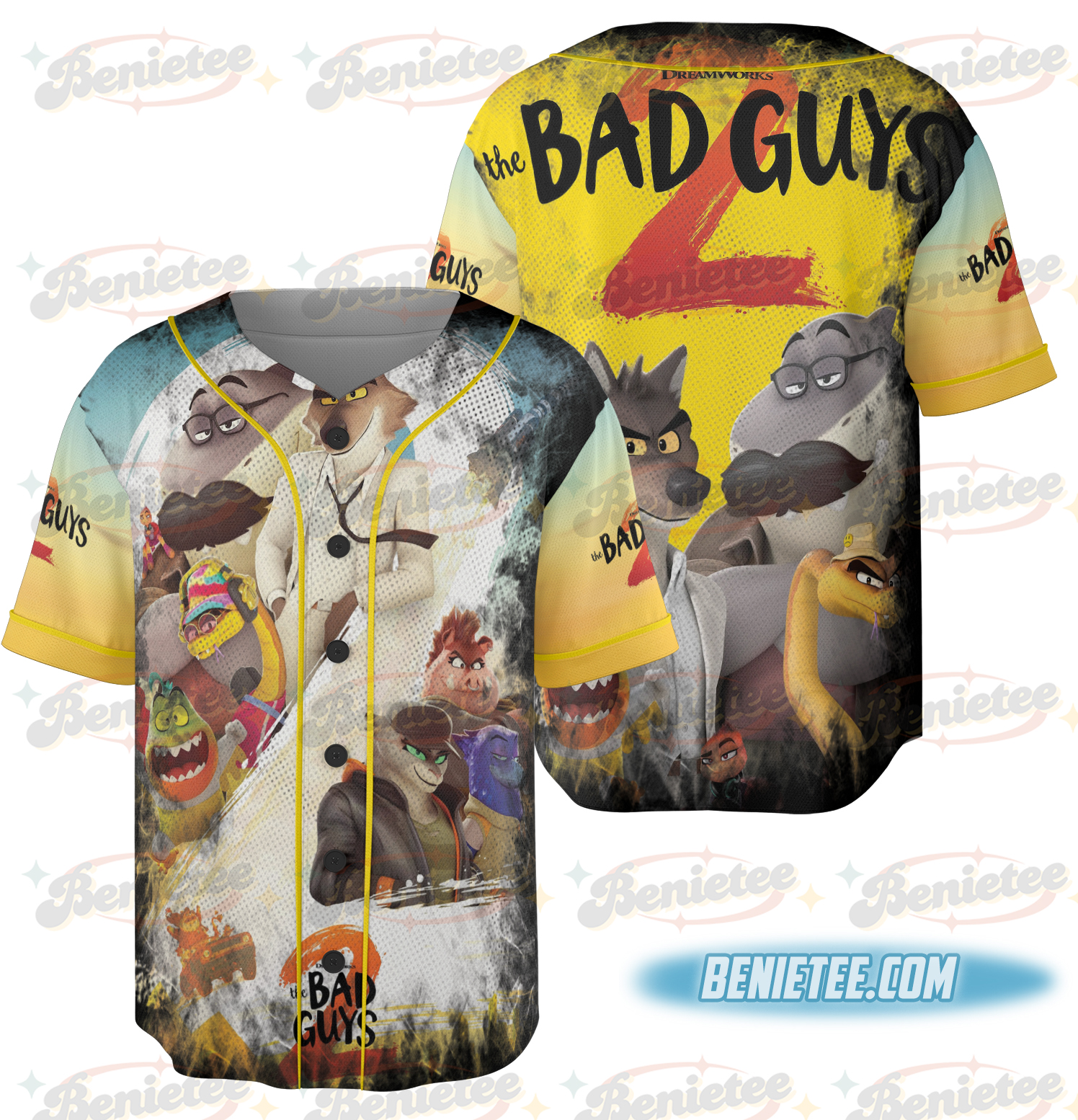 The Bad Guys Mr Wolf and Mr Snake Baseball Jersey - Image 4