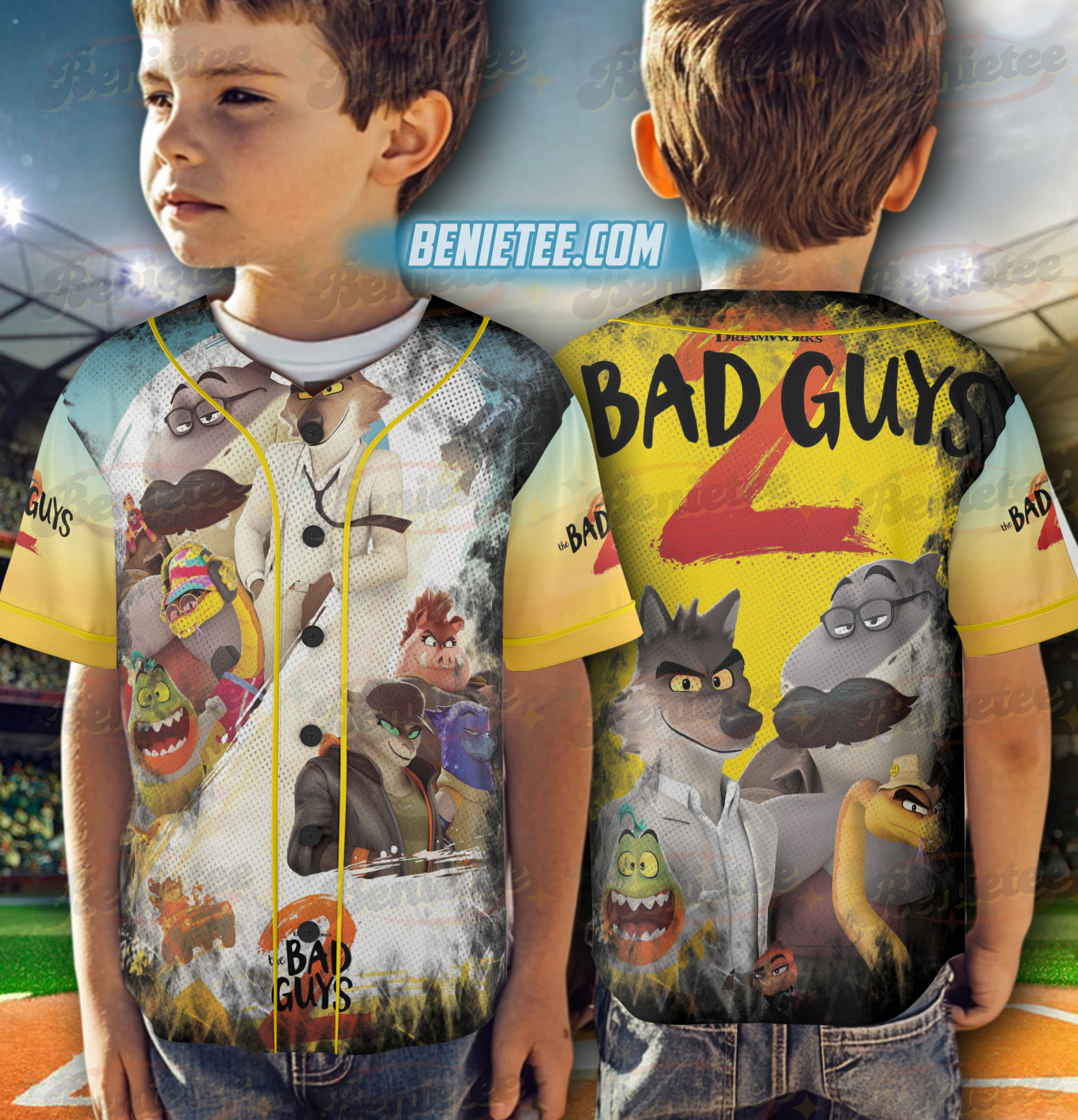 The Bad Guys Mr Wolf and Mr Snake Baseball Jersey - Image 6