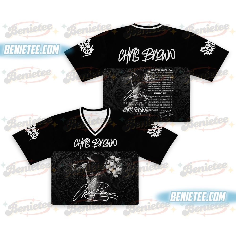 Chris Brown Croptop Football Jersey, Chris Brown Concert Retro 2025 Gift Jersey, Music Tour Y2k Shirt, Chris Brown Fan Gift Shirt