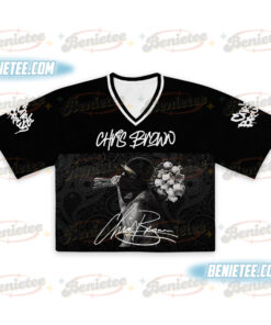 Alternative view of Chris Brown Croptop Football Jersey, Chris Brown Concert Retro 2025 Gift Jersey, Music Tour Y2k Shirt, Chris Brown Fan Gift Shirt