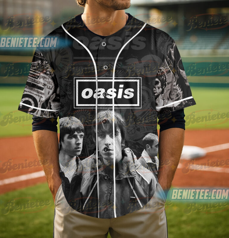 Alternative view of Oasis Tour 25 Vintage Baseball Jersey, Oasis Rock Band Streetwear Jersey